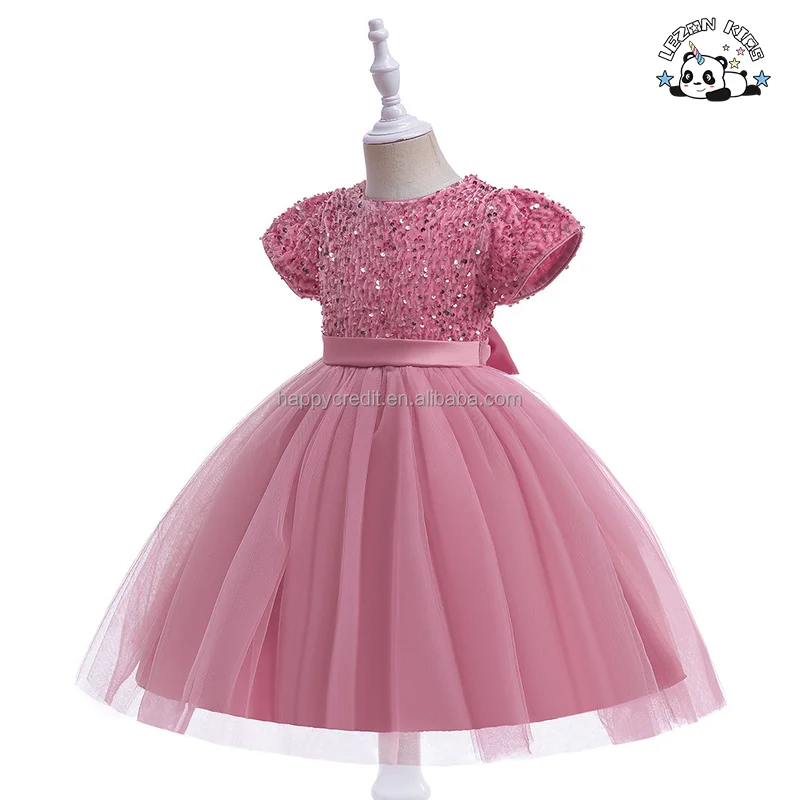 LEZONKIDS - Vestido de Bolinha de Verão de Alta Qualidade Personalizável para Crianças com Lantejoulas para Meninas de 2 a 14 Anos